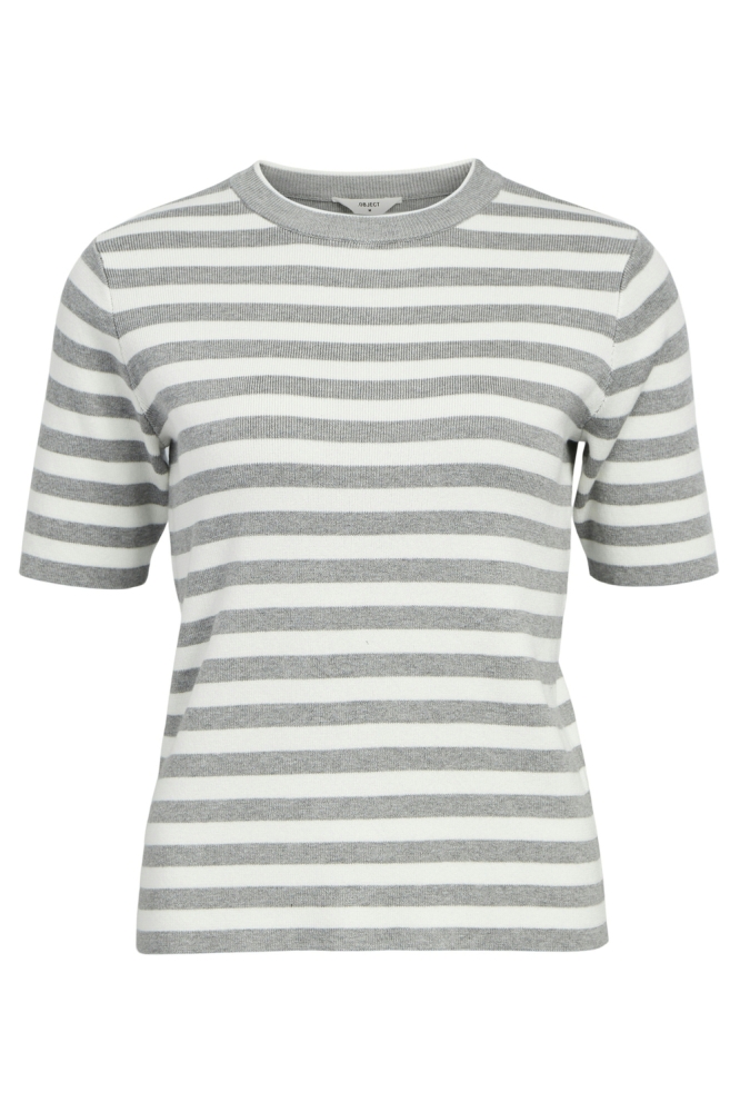 OBJESTER S/S NEW KNIT PULLOVER NOOS 23043510 Light Grey Melange/Cloud Dancer